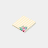 Post-it® Rose tropical de feuillage floral et rayure (Incliné)