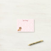 Post-it® Rose Valentin Dachshund (Sur un bureau)