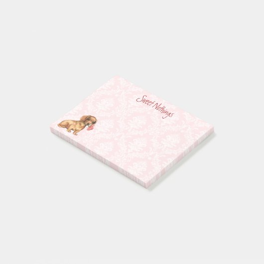 Post-it® Rose Valentin Dachshund (Incliné)