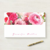 Post-it® Roses Aquarelle Élégant Script Modèle Floral (Sur un bureau)