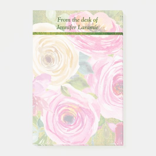 Post-it® Roses d'aquarelle en rose et crème (Devant)