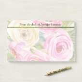 Post-it® Roses d'aquarelle en rose et crème (Sur un bureau)