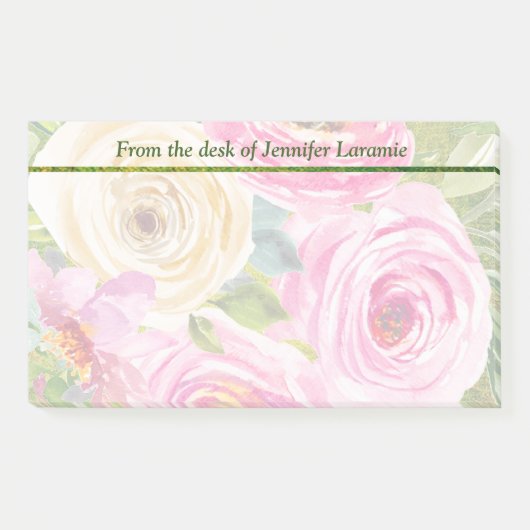 Post-it® Roses d'aquarelle en rose et crème (Devant)