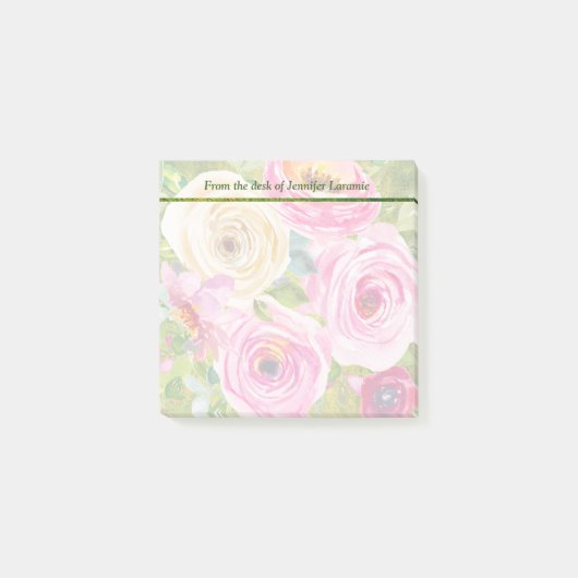 Post-it® Roses d'aquarelle en rose et crème (Devant)