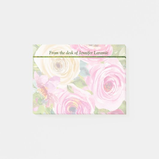 Post-it® Roses d'aquarelle en rose et crème (Devant)