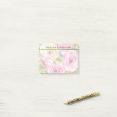 Post-it® Roses d'aquarelle en rose et crème (Sur un bureau)