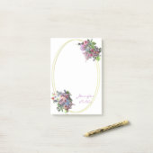 Post-it® Roses d'aquarelle Fleurs Modèle Script à main (Sur un bureau)