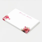 Post-it® Roses d'aquarelle Floral Écriture Nom Modèle (Incliné)