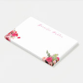 Post-it® Roses d'aquarelle Floral Écriture Nom Texte (Incliné)