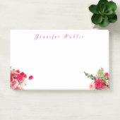 Post-it® Roses d'aquarelle Floral Écriture Nom Texte (Bureau)