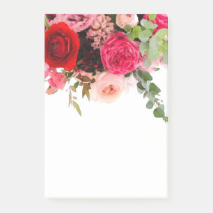 Post-it® Roses d'aquarelle florale Fleurs Modèle blanc