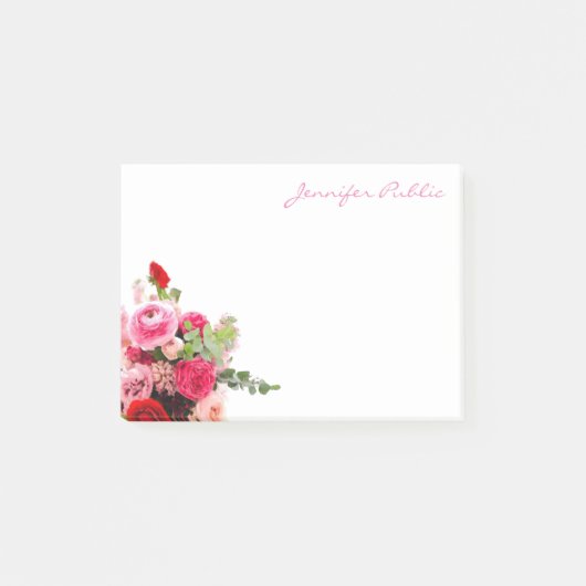 Post-it® Roses élégants d'aquarelle de modèle des textes de (Devant)