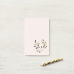 Post-it® Roses Fleurs de cœur d'amour romantiques rose