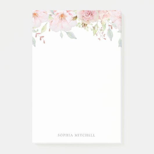 Post-it® Roses généreux | Aquarelle rose tendance (Devant)