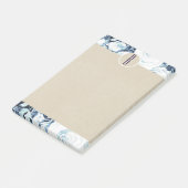 Post-it® Roses Kraft Rustiques Monogramme Hiver Bleu Blanc (Incliné)