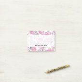 Post-it® Roses romantiques d'aquarelle grise rose botanique (Sur un bureau)