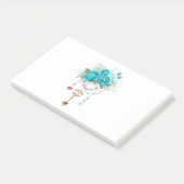 Post-it® Roses turquoise avec touches (Incliné)