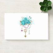Post-it® Roses turquoise avec touches (Bureau)