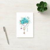 Post-it® Roses turquoise avec touches (Bureau)