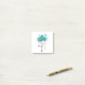 Post-it® Roses turquoise avec touches (Sur un bureau)