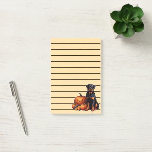 Post-it® Rotweiler Chien assis par des Citrouilles d'Hallow (Bureau)