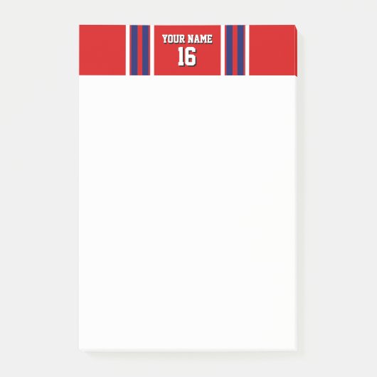 Post-it® Rouge avec Marine White Stripes Team Jersey (Devant)