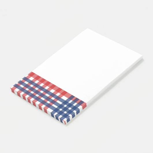 Post-it® Rouge, blanc et bleu En vichy plaid (Incliné)