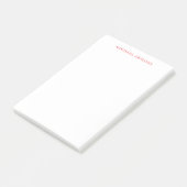 Post-it® Rouge Blanc Minimaliste Simple Moderne Propre Nom (Incliné)