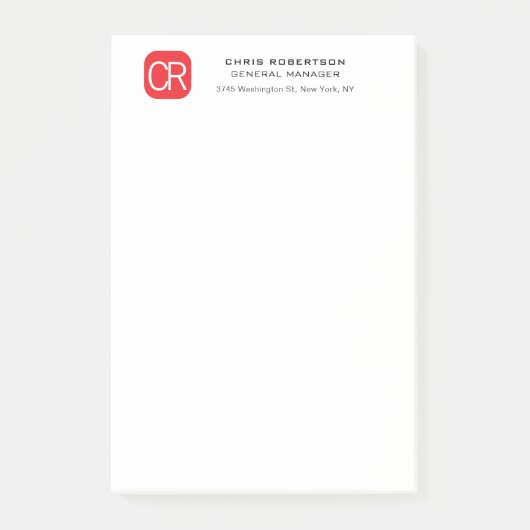 Post-it® Rouge Blanc Professionnel Uni Brodé (Devant)