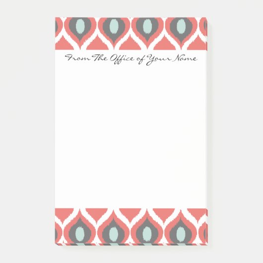 Post-it® Rouge bleu gris géométrique Ikat Tribal Imprimer M (Devant)