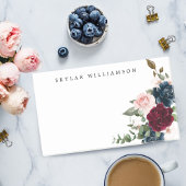 Post-it® Rouge Bourgogne & Bleu Elégant Aquarelle Fleurs