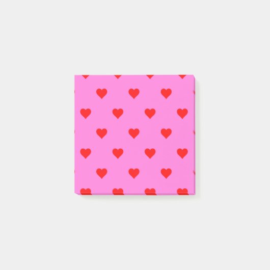 Post-it® Rouge Coeur rose Motif Retro Chic (Devant)
