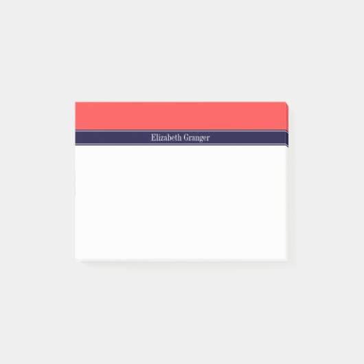 Post-it® Rouge corail massif, ruban bleu marine Nom Monogra (Devant)