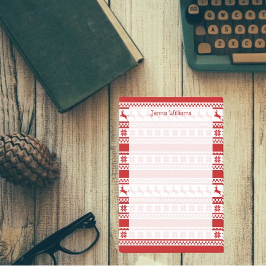 Post-it® Rouge et blanc rennes nordiques Impression personn