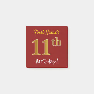 Post-it® Rouge, Faux Gold 11e Anniversaire, Avec Nom Person