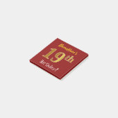 Post-it® Rouge, Faux Gold 19e Anniversaire, Avec Nom Person (Incliné)