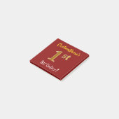 Post-it® Rouge, Faux Gold 1er Anniversaire, Avec Nom Person (Incliné)