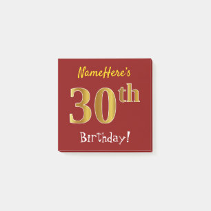 Post-it® Rouge, Faux Gold 30e Anniversaire, Avec Nom Person