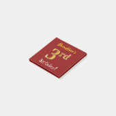 Post-it® Rouge, Faux Gold 3e anniversaire, avec nom personn (Incliné)