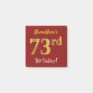 Post-it® Rouge, Faux Gold 73e anniversaire, avec nom person