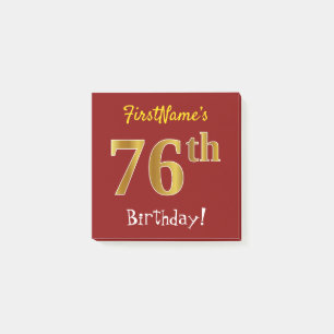 Post-it® Rouge, Faux Gold 76e anniversaire, avec nom person