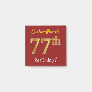Post-it® Rouge, Faux Gold 77e anniversaire, avec nom person