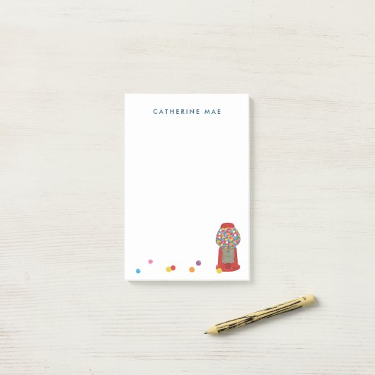 Post-it® Rouge Machine à gumball bonbon gomme à bulles (Sur un bureau)