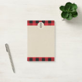 Post-it® Rouge Noir Carreaux Kraft Monogramme Initial Rusti (Bureau)