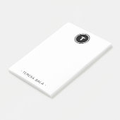 Post-it® Round Black White Minimal Modern Monogram (Incliné)