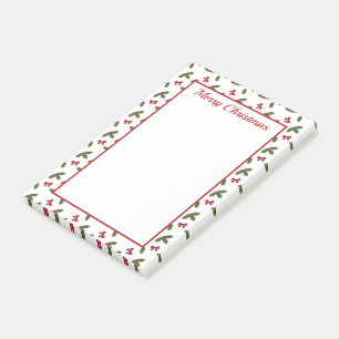 Post-it® Rubans rouges et plants de houx de Noël Motif & Te