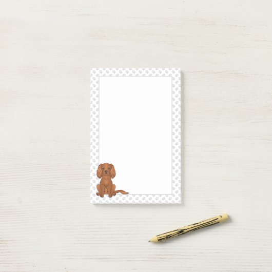 Post-it® Ruby Cavalier King Charles Spaniel & Paws (Sur un bureau)