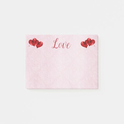 Post-it® Ruby Red Hearts et Love Post-It Notes (Devant)