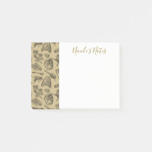 Post-it® Ruche d'abeille miel jaune doré vintage chic