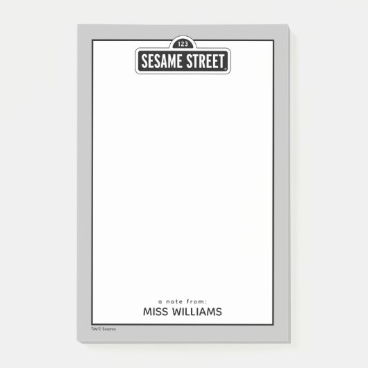 Post-it® Rue Sésame | Logo B&W | Ajouter Votre Nom (Devant)